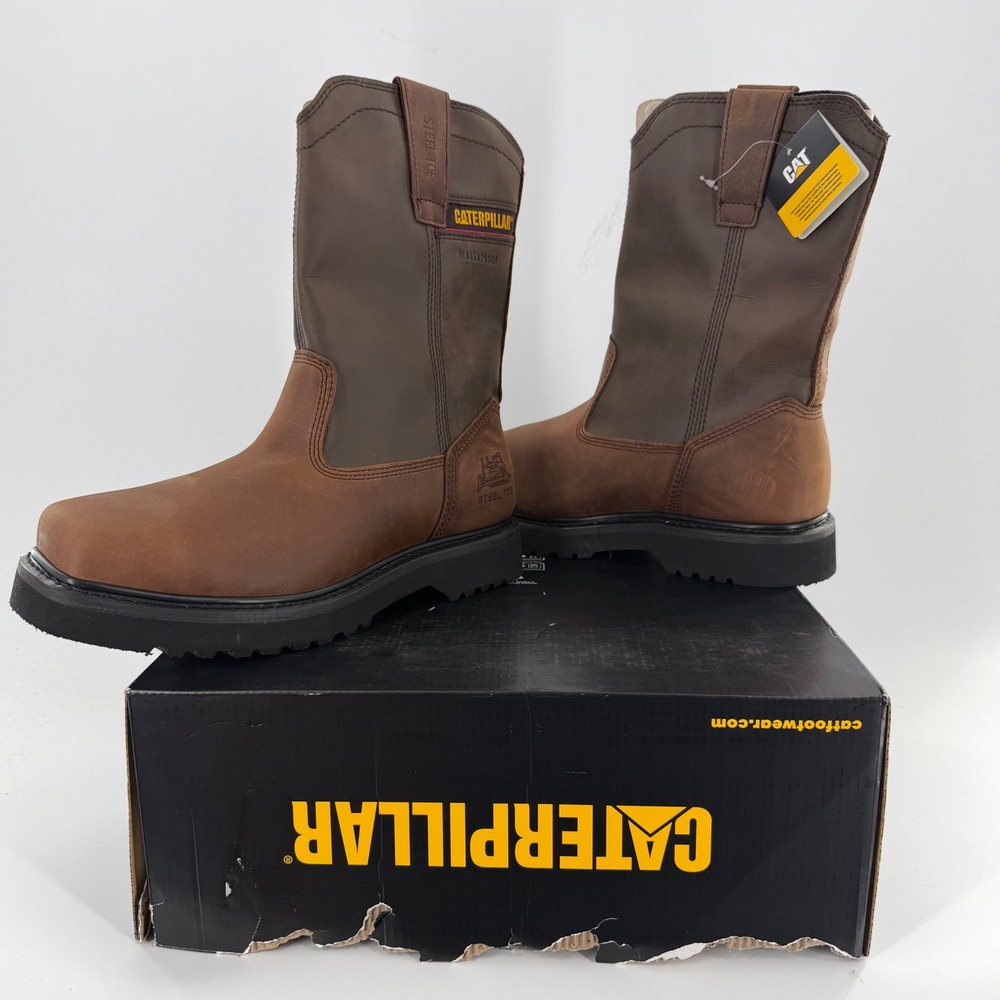 Caterpillar Revolver Steel Toe Waterproof Work Boots Brown Leather P90835 Mens 8